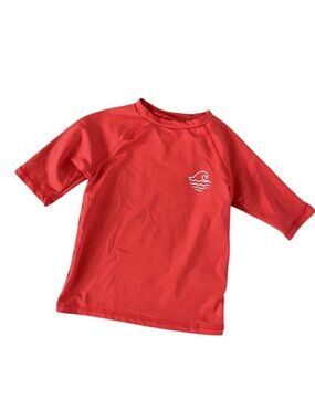 Red Art Class Kids Rash Guard Shirt XS 4/5 Short Sleeve Swim Top Beachwear